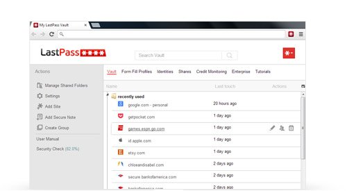 Lastpass vault page