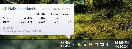 Screenshot of Net Speed Monitor in Windows taskbar