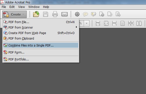 Combine Files called by Acrobat main window