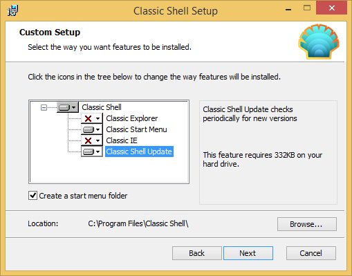 Classic Shell: setup options