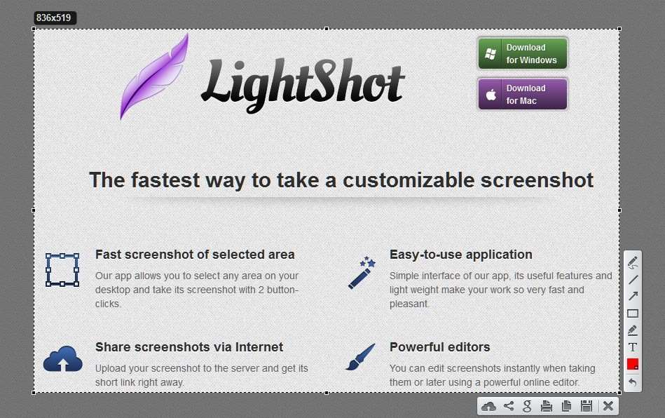 Lightshot editor UI