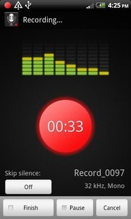 Screenshot of Smart Voice Recorder, currently recording